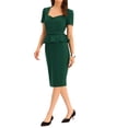 thumbnail image 4 of INSPIRE CHIC Women's Sweetheart Neck Ruffle Trim Short Sleeve Retro Sheath Midi Dress, 4 of 5