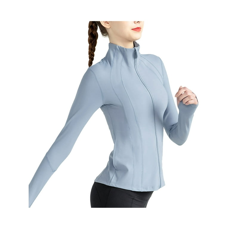 Women's Sports Jacket Thumb Button Long Sleeve Gym Shark Zipper Top Fitness  Running Exercise Yoga Clothing Cycling Clothing