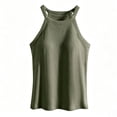 thumbnail image 2 of XIAONU Womens Ribbed Halter Tank Top Sleeveless Slim Fit Gym Daily Camis, 2 of 3