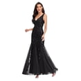 thumbnail image 2 of Vestido de noche con escote en V, tul bordado con lentejuelas, vestido de fiesta de sirena sexy, vestido formal para mujer, 2 of 6