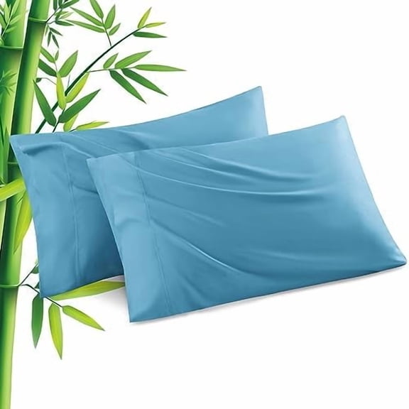 Pillowcases Standard Size 2 Pack, Cooling Viscose from Bamboo Pillow Cases with Envelope Closure, Cool & Breathable Pillow Cover for Hot Sleepers and Night Sweats, 20" x 26"