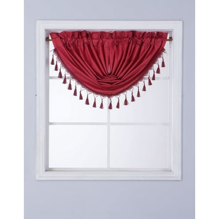 Fall Swag - RS8 1-Piece BURGUNDY Swag Waterfall Insulated Foam Lined Blackout Rod Pocket Window Valance 48