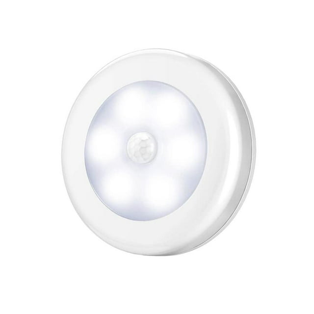 Smart PIR Body Motion Sensor 6-LED Night Light Battery Powered For Closet Corridor Cabinet Light - White Light