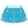 thumbnail image 6 of YUUMIN Kids Girls Lyrical Jazz Hip Hop Dance Sets Shiny Sequins Sleeveless Halter Crop Top with Waist Skirt Light Blue 6, 6 of 7