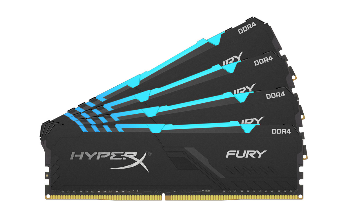 HyperX Fury 32GB 2400MHz DDR4 CL15 DIMM (Kit of 4) 1Rx8 RGB XMP Desktop Memory Ram HX424C15FB3AK4/32 - image 1 of 3