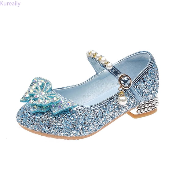 Kureaily Girls Ballet For Kids Soft Sole Shoes With Embellishments For Toddler And Little Girls Comfortable And Durable Footwear For Everyday Wear/ Size 9.5,3-3.5 Years(Blue)