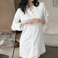thumbnail image 3 of ITSAME Womens Robes Dress, Solid Color Button V Neck Long Sleeve Comfy Pajamas Homewear White XL, 3 of 8