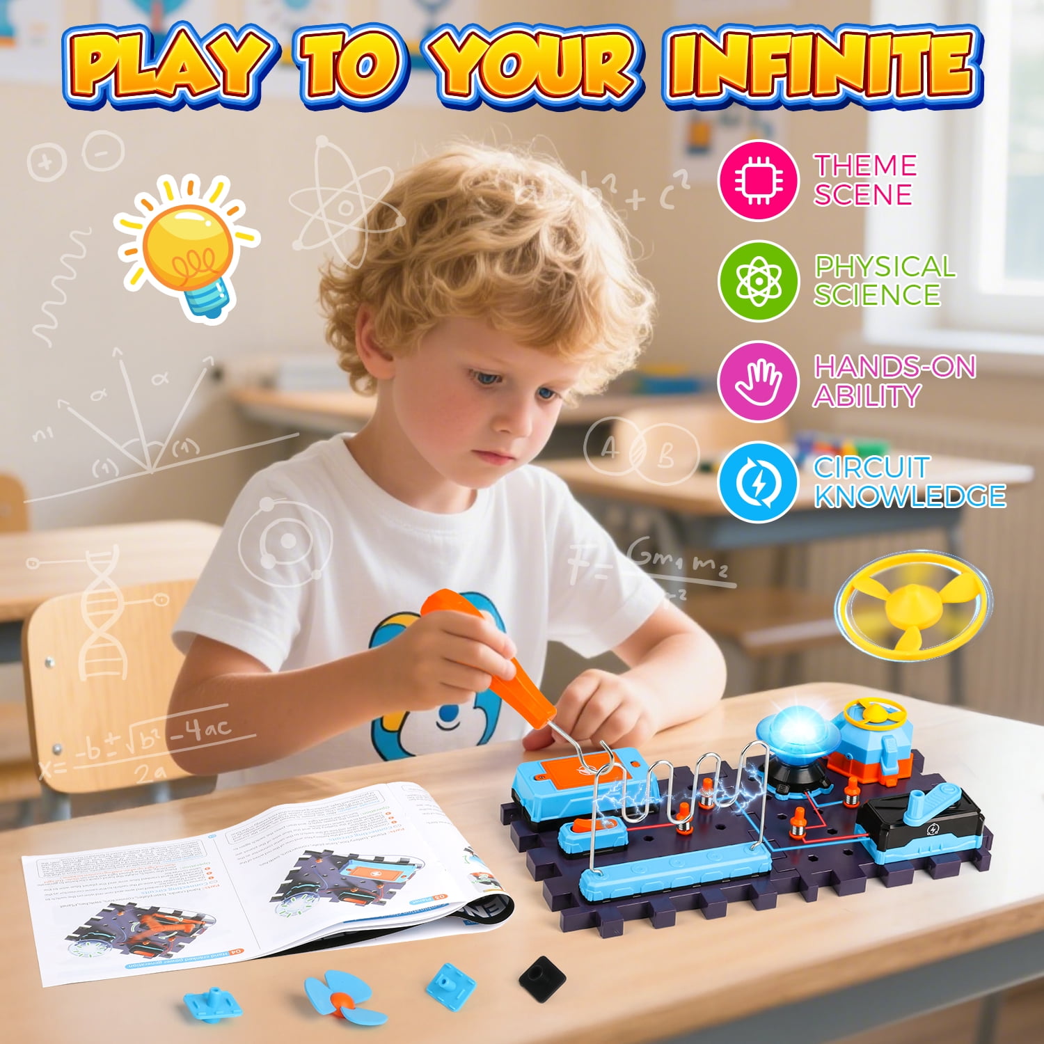 STEM Circuit Kit For Kids - 110 Experiments With 201 Pieces Educational Toy