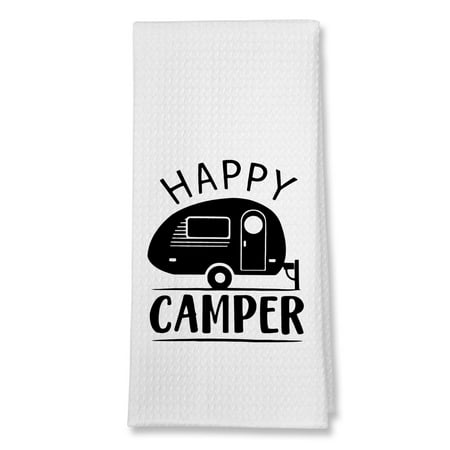 

Buildinest Funny Kitchen Towels 1 Set Happy Camper Dish Towels Flour Sack Towel Funny Hand Towels Tea Towels for Kitchen Bathroom Housewarming-B02 C48