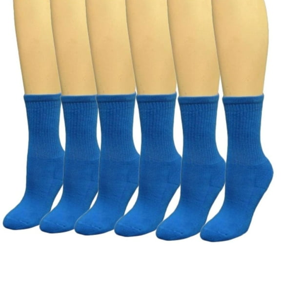 COUVER Kids Child Youth Midcalf Softball Baseball Socks, Blue, 6 Pairs Set