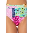 thumbnail image 3 of California Waves Junior's Printed High Waist Bikini Bottoms Swimsuit Green Size Small, 3 of 3
