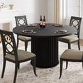 thumbnail image 4 of 47Inch Round Dining Table for 4-6 People, Black Dining Room Table with Sturdy Waveform Metal Pedestal Base, Industrial Circle Kitchen Table for Dining Room, 4 of 11