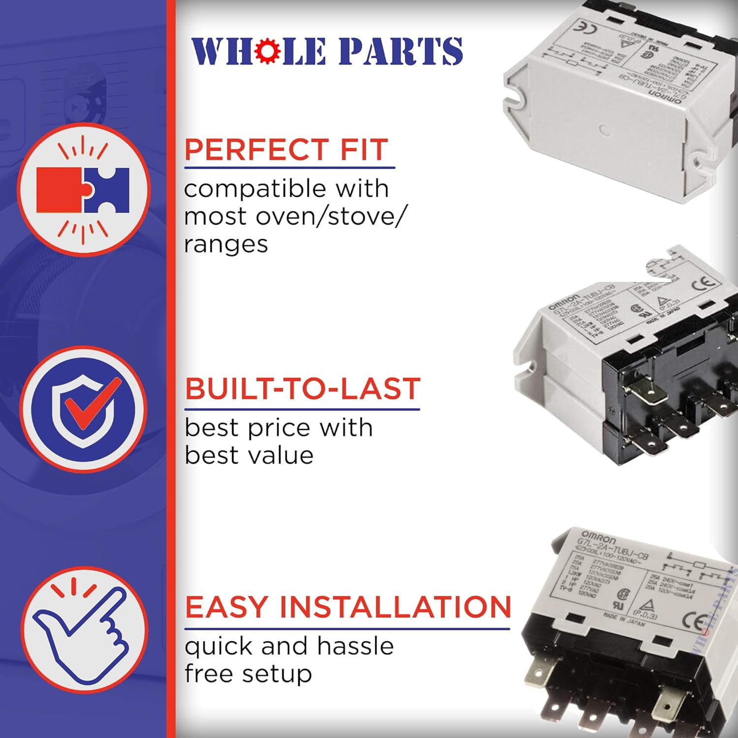 Whole Parts Range Oven Relay Part# PM010129 - Replacement and Compatible with Some Viking Ranges or Ovens