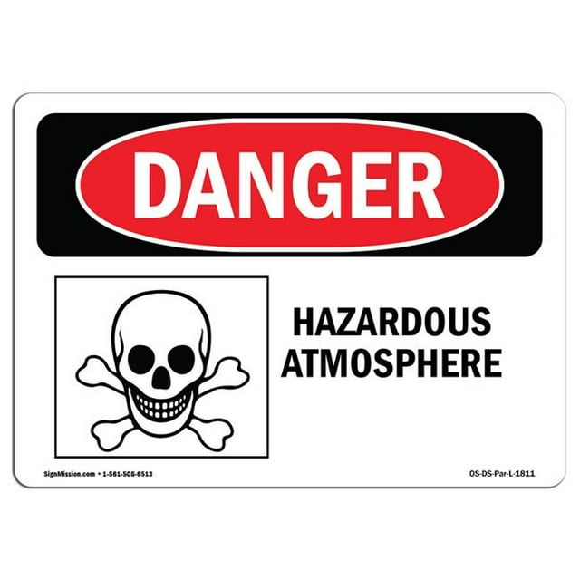 SignMission OS-DS-A-1824-L-1811 18 x 24 in. OSHA Danger Sign - Hazardous Atmosphere