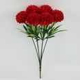 thumbnail image 6 of Taotanxi 5-6 Pcs Fake Silk Chrysanthemum Flower Artificial Flowers Ball Flowers Fake Mums Flowers Wedding Arrangements Decor Bouquets Home Festival Table DIY Decoration Center (Red), 6 of 6