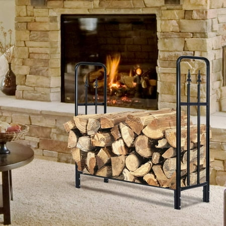 

GoDecor 4ft Arrow Pattern Metal Log Rack Firewood Storage