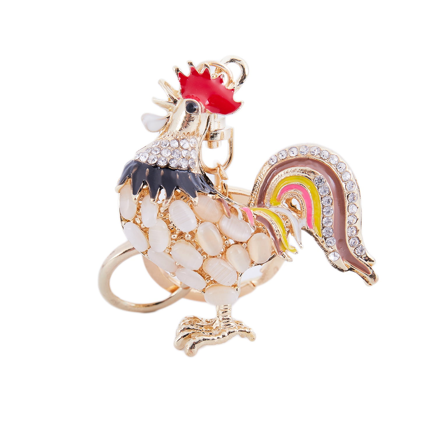 1 X Red/Gold Rhinestone Rooster Keyring Keychain Bag Charm Gift Crystal 