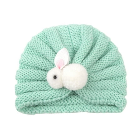 

STEADY Children s Knitted Hat Autumn And Winter Warmth Flower Hat Infant Solid Color Baby Hat One size / Mint Green