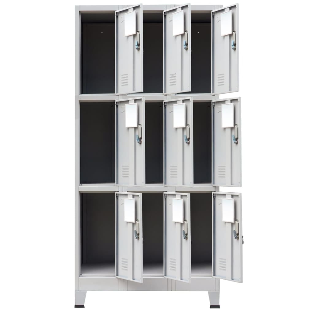 Kepooman 35.4" Home Office Metal Lockable Storage Locker with 9 Compartments, Gray