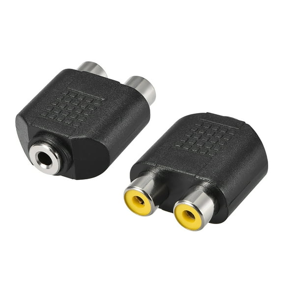 Uxcell 3.5mm Female to 2 RCA Female Connector Splitter Adapter Coupler Black 2Pcs for Stereo Audio Video Cable Convert