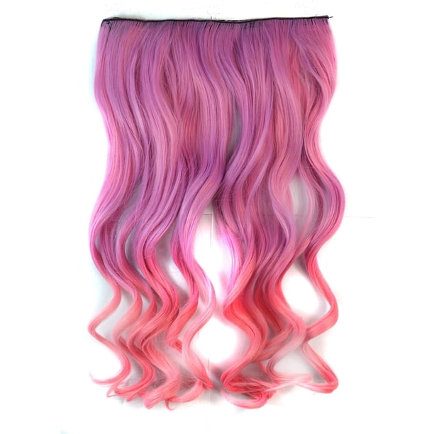 Pelucas con flequillo para mujer, peluca ondulada suelta con clip, extensión de cabello femenino, pieza de peluca con degradado de color, cinco clips, cabello largo y rizado, peluca postiza