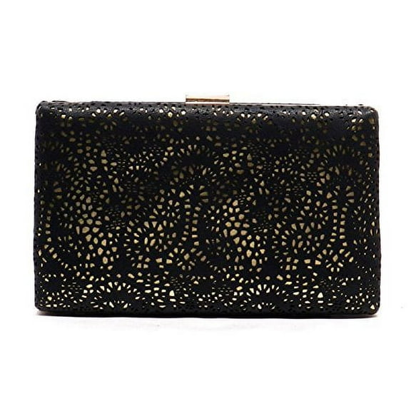 2Chique Boutique Women's Laser Print Black Evening Bag