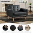 thumbnail image 2 of Bonzy Home Tufted Accent Arm Chair — PU Faux Leather Upholstered Mid-Century Modern Club Chair with Solid Wood Legs, 2 of 6