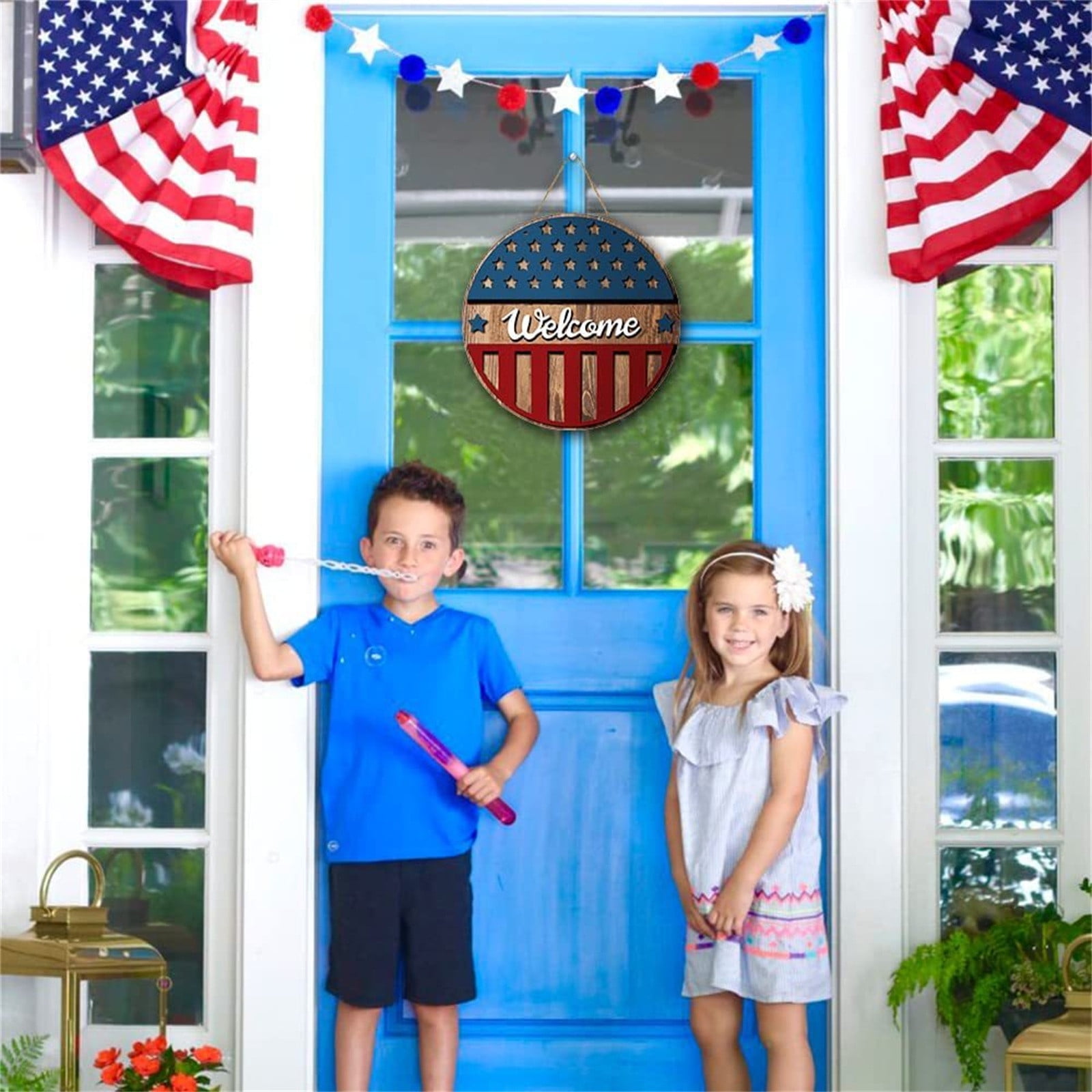 YOHOME Clearance Gift！Independence Day Wooden Welcome Flag National Day ...