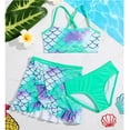 thumbnail image 2 of ZXLBBD Girl Swimsuits 3 Piece Scale Bathing Suit Cute Print Bikini Sets with Cover Ups Skirt Kids Water Play Holiday Summer Pool Beach, 2 of 6
