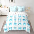thumbnail image 2 of jejeloiu Kawaii Bowknot 7 Pieces Bedding Comforter Set,Cyan Cute Bow Full Bedding Set For Girls Teens Reversible, 2 of 8