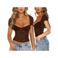 thumbnail image 6 of FEORJGP Women Crop Basic T-Shirts Ladies Sexy Summer Floral Lace Camisole Short Sleeve Tops Slim Sweatheart Neck Blouses Casual Pullovers for Streetwear Aesthetic Grunge Clothes, 6 of 6