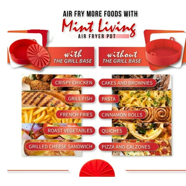 fastboy Air Fryer Silicone Pot Heat-resistant Kitchen Cooking Grill Baking Basket Reusable Thickened Fried Chicken Tool Replacement 19cm Coffee