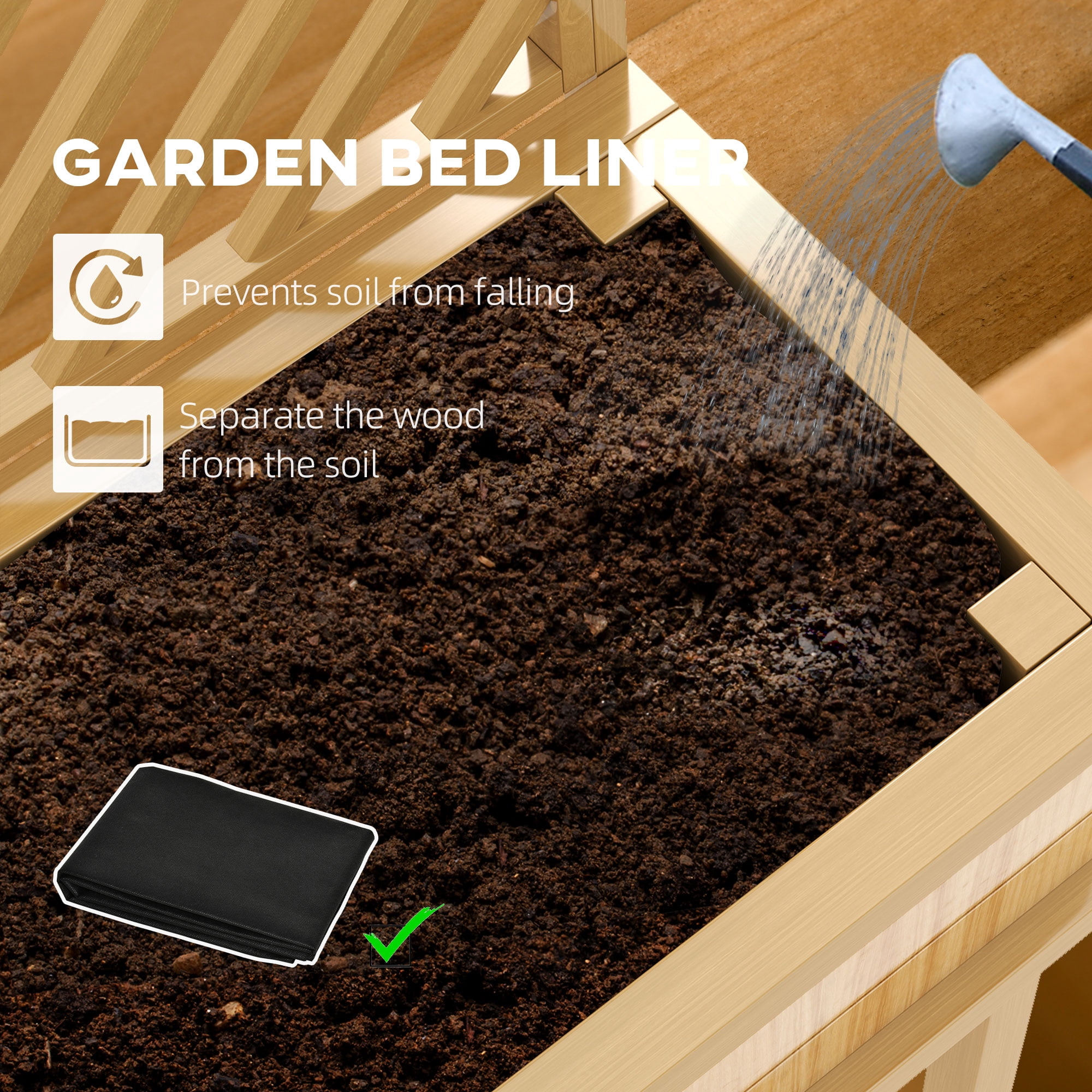 Self-Draining Raised Garden Bed, Elevated Wood Planter with Trellis for Climbing Plants, with Legs and Drainage Holes
