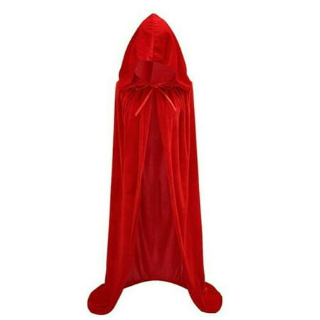 Kids Girls Boys Hooded Velvet Cape Cloak Fancy Dress Robe Halloween Costume HOT