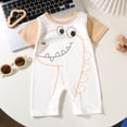 thumbnail image 2 of CAICJ98 Newborn Baby Boy Summer Outfit Romper Letter Embroidery Short Sleeve Jumpsuit Bodysuit Cute Infant Waffle Clothes Baby Boy Rompers (Beige,12-15 Months), 2 of 7
