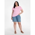 thumbnail image 6 of Time and Tru Women's High Rise Denim Bermuda Shorts, 9" Inseam, Sizes 0-20, 6 of 6