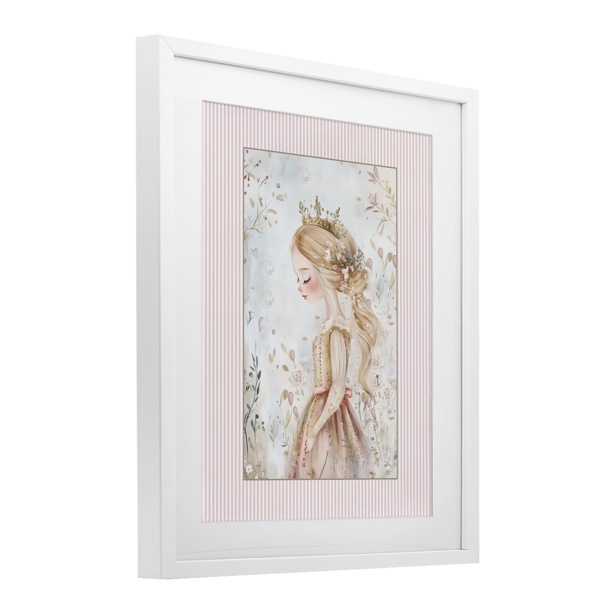 Stupell Industries Enchanted Dreams Princess White Framed Print Under Glass, design by Christine Simpson Art