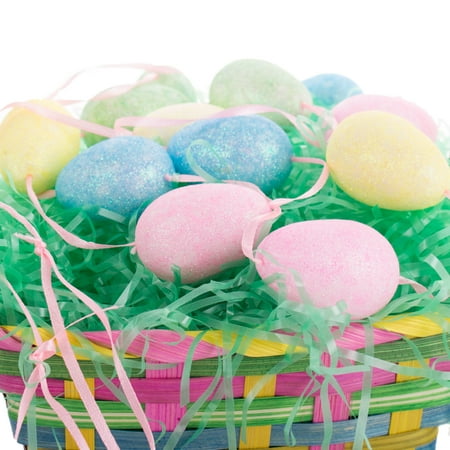 Forum Glitter Easter Egg String 80" Garland, Pink Yellow Blue Green