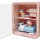 thumbnail image 1 of Caja de almacenamiento para casa de muñecas, vitrina, puerta transparente de 2 capas, color rosa, 1 of 5