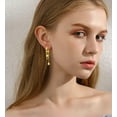 thumbnail image 2 of Sterling Silver Dangle Diamond Small Hoop Earrings for Women CZ Elegant Threader Tassel Drop Long Chain Cuff Earrings Sensitive Ears Hypoallergenic, 2 of 3