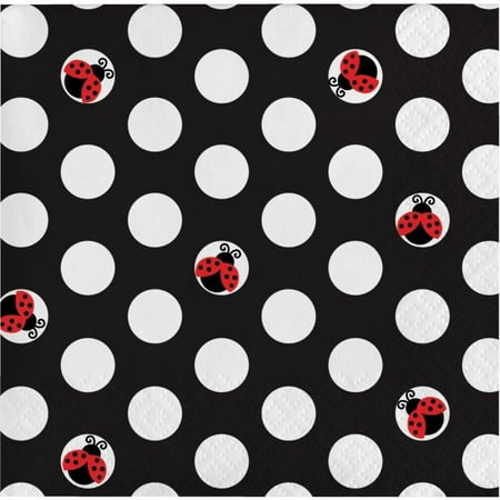 Party Creations Ladybug Fancy Beverage Napkins, 16 Ct