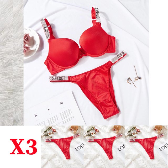Victoria Secret Lencería Encaje Diamantes De Imitación Sujetador Bragas Conjunto De 2 Piezas.no . 1 toppangjing