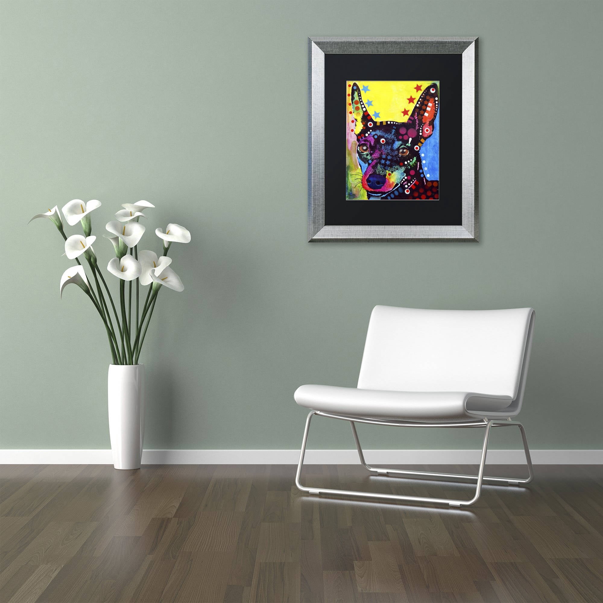 Trademark Fine Art "Miniature Pinscher" Canvas Art by Dean Russo, Black Matte, Silver Frame