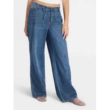 No Boundaries Mini Waistband Wide Leg Pants, 31'' Inseam, Women's Sizes XXS-XXL