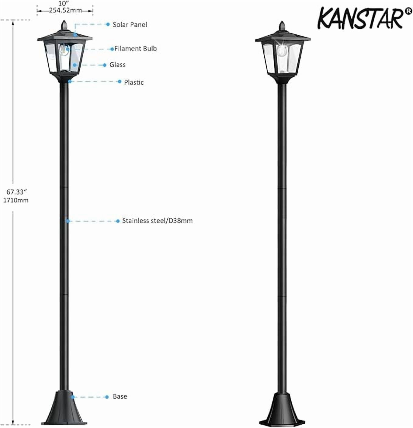 67 Inch Solar Lamp Post Light Outdoor – Waterproof LED Pathway Lighting with Adjustable Pole for Lawn, Garden, Driveway or Patio