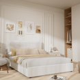 thumbnail image 2 of Yeshouse Estructura de cama moderna de tamaño matrimonial tapizada en tela bouclé con cabecero y 4 cajones de almacenamiento, somier de láminas de madera, no requiere base de colchón, fácil montaje, 2 of 10