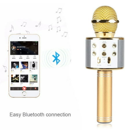 WS858 Bluetooth Wireless Karaoke Handheld Microphone USB KTV Player Bluetooth Mic Speaker Record