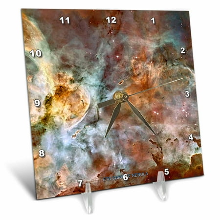 3dRose Galaxy and Nebula - Eta Carinae Nebula by NASA Hubble Telescope, Desk Clock, 6 by 6-inch