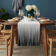 thumbnail image 2 of Black White Table Runner - 90 Inch Long, Kitchen Dining Table Runner Dresser Scarves, Ombre Gradient Striped Minimalist Texture Farmhouse Decor for Coffee Tables Wedding Party Banquet, 2 of 8