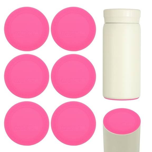 Uxcell 6 Pcs Silicone Bottoms for Sublimation Tumblers, 2.2" Tumbler Silicone Protective Anti-Slip Silicone Bottoms with Adhesive for Wine Tumbler Skinny Straight Tumblers, Pink